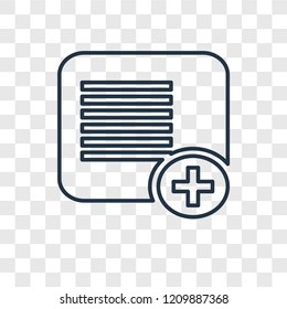 Add concept vector linear icon isolated on transparent background, Add concept transparency concept in outline style