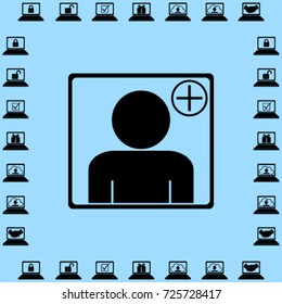 Add contact icon, user vector illustration