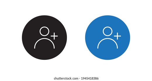 Add Contact Icon Vector in Flat Design Style. Adding User Images