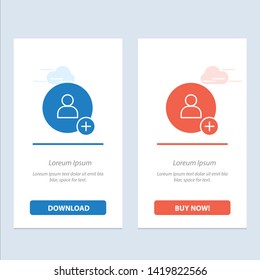 Add, Contact, Twitter  Blue and Red Download and Buy Now web Widget Card Template
