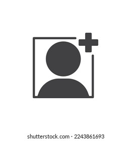 Add contact vector icon. filled flat sign for mobile concept and web design. Create user contact glyph icon. Symbol, logo illustration. Vector graphics