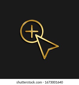 add, copy, cursor gold icon. Vector illustration of golden dark background