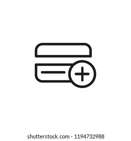 Add credit card symbol line icon. Electronic card, financial application, online service. Credit card concept. Vector illustration can be used for topics like banking, mobile applications, internet