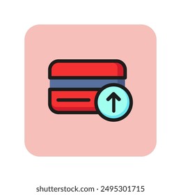 Add credit card symbol line icon. Electronic card, financial application, online service. Credit card concept. Vector illustration can be used for topics like banking, mobile applications, internet