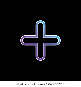 Añadir icono de vector de gradiente azul de símbolo esquemático cruzado