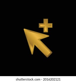 Add Cursor gold plated metalic icon or logo vector