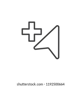 Add cursor outline icon. linear style sign for mobile concept and web design. Arrow plus simple line vector icon. Symbol, logo illustration. Pixel perfect vector graphics