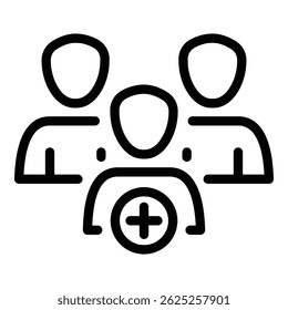 Add customers icon. Outline add customers vector icon for web design isolated on white background