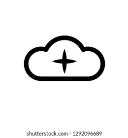 Add data cloud icon, plus sign. vector illustration isolated on white background.