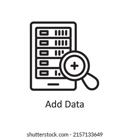 Add Data Vector Outline Icon Design Illustration. Artificial Intelligence Symbol On White Background EPS 10 File