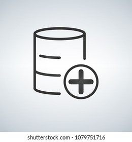 Add to database linear black icon. Vector illustration isolated on modern background.