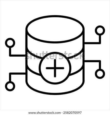 Add Database Outline Icon Vector Illustration