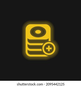 Add Database yellow glowing neon icon