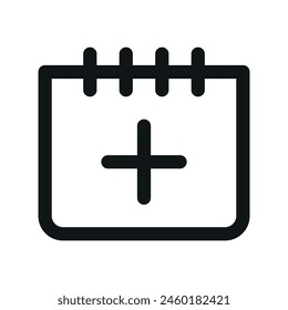 Add date isolated icon, add event linear icon, calendar plus outline vector icon with editable stroke