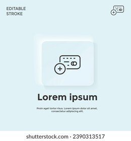 add debit card neumorphism icon style design, editable stroke