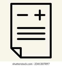 Add or delete document line icon. File with plus and minus vector illustration isolated on white. Page outline style design, designed for web and app. Eps 10