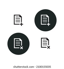 Add and delete file vector icon isolated on white background