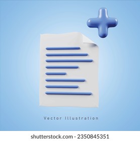 add document in 3d vector illustration