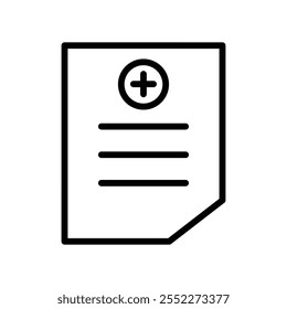 Add document icon black and white vector outline sign