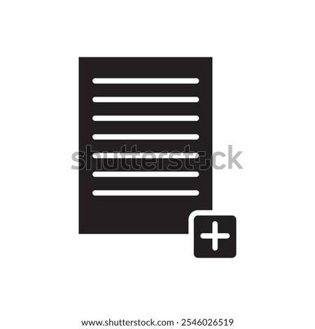 Add document icon black and white vector sign