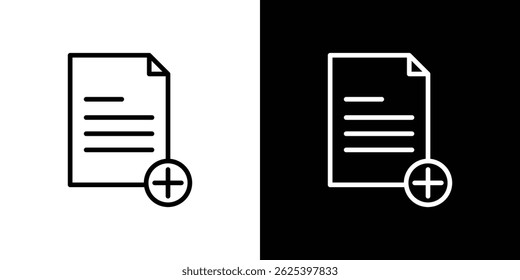 Add document icon concept stroke on white background