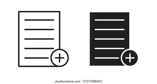 Adicionar coleção de designs de ícone de documento para celular, interface do usuário, Web.