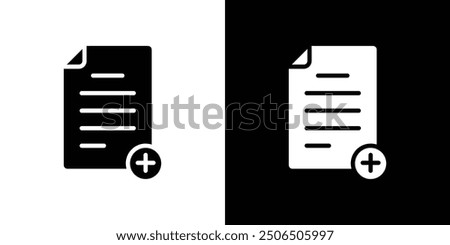 Add document icon Flat vector set outline