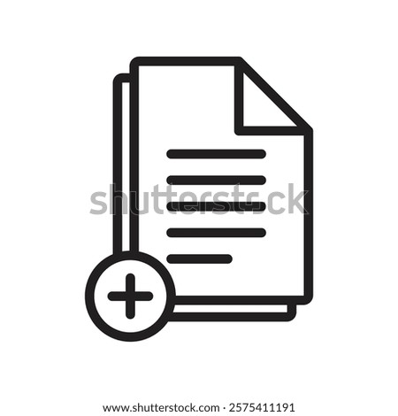 Add document icon Flat vector set outline