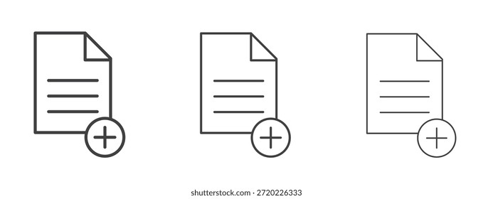 Agregar icono de documento en estilo de doodle de arte de línea. Signo de contorno de trazo editable, eps 10