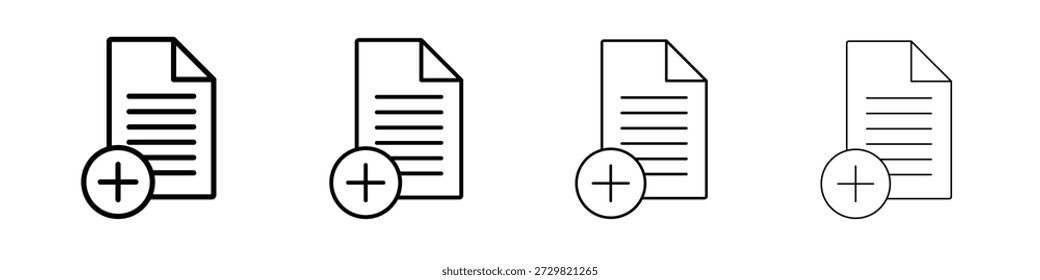 Adicionar ícone de documento ao estilo moderno de linha de traçado. Vetor 10 eps