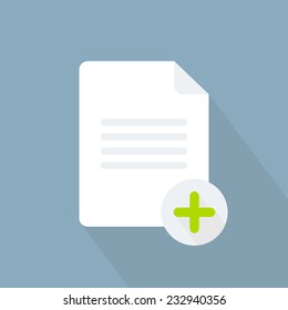 Add document icon. New or copy document. Flat vector illustration