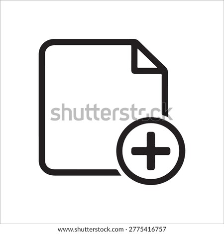 Add Document Icon, New File Symbol, Create File Line Art