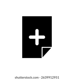 Add Document Icon, New Document, Vector Illustration, Symbol, Design Logo Template Pictogram, for UI or UX Isolated on White for Mobile App, Editable