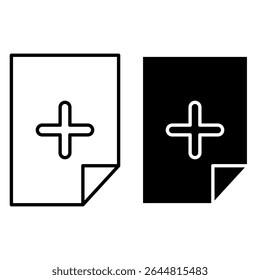 Add Document Icon, New Document, Vector Illustration, Symbol, Design Logo Template Pictogram, for UI or UX Isolated on White for Mobile App, Editable