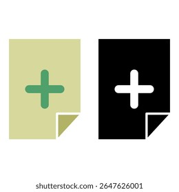 Ícone Adicionar Documento, Novo Documento, Ilustração de Vetor, Símbolo, Pictograma de Modelo de Logotipo de Design, para UI ou UX Isolado em Branco para Aplicativo Móvel, Editável