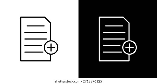 Add document icon outline pictogram isolated on white. Vector Icon shape.