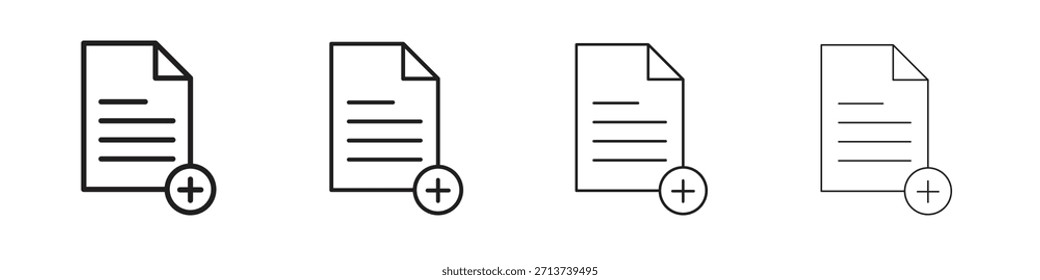 Adicionar símbolo de estrutura de tópicos do ícone de documento. Coleção de Traços editável.