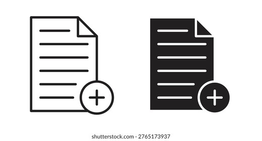 Add document icon set, collection of icon in editable strokes and flat versions