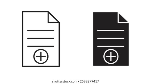 Add document icon set in thin line. vector illustrations for web