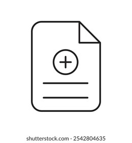 Add document icon simple black line style.