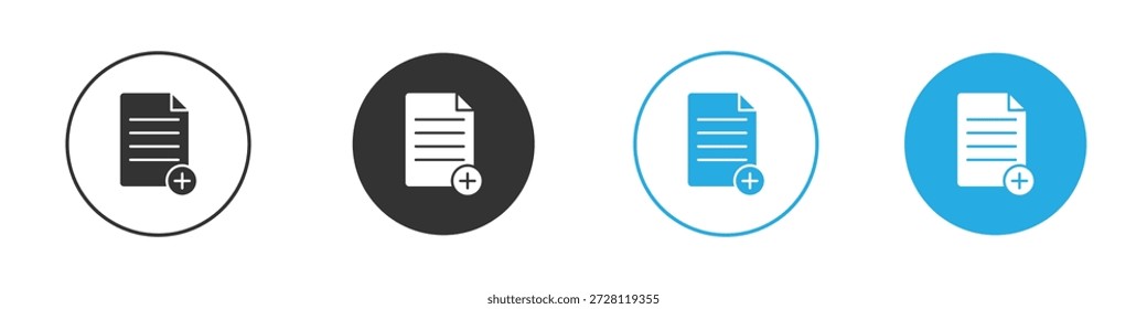 Añadir icono de documento. ilustración simple gráfico doodle diseño negro