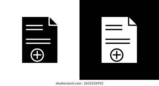 Symbolsammlung des Dokuments hinzufügen. Flache Vektorgrafik.