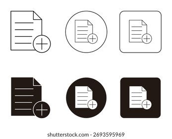 adicionar símbolo de ícone de documento, vetor, ilustração, isolado no fundo transparente