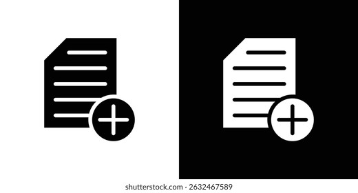 Add document icon Vector in flat style. Collection silhouettes