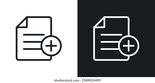 Add document icons in black and white liner strokes for web design.