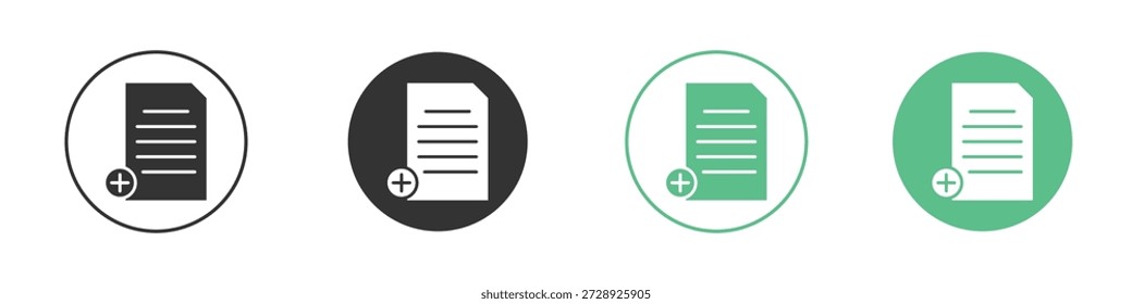 Add document icons concepts. black sign set