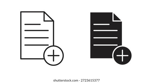 Añadir conjunto de iconos de documentos aislados sobre fondo blanco Ilustración vectorial plana.