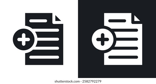 Add document icons set vectors black and colored style