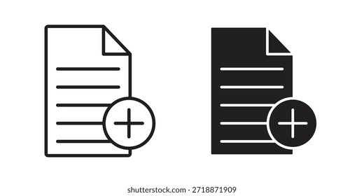 Adicionar ícones de documento vetores de sinal. adequado para web, app, infográfico, etc