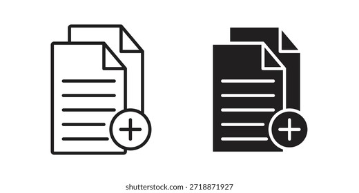 Adicionar ícones de documento vetores de sinal. adequado para web, app, infográfico, etc